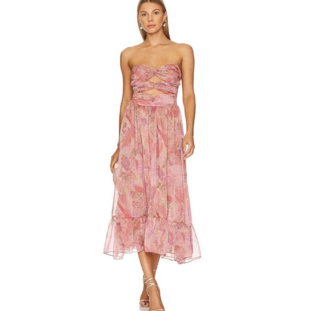 Misa Los Angeles Arianne Chiffon Maxi Cutout Dress in Muted Paisley